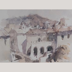 Sunlit Mediterranean Village – Mane...