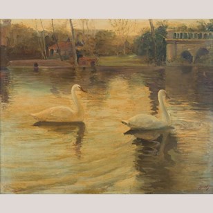 Swans On A Lake - Andrés Justh - Fr...