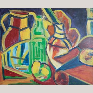 Still Life With Bottles And Fruit -...