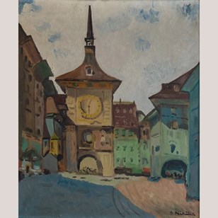 Mid-Century Berne Clock Tower Citys...