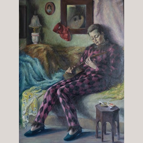 Harlequin Figure With Guitar – Follower Of José Manuel Capuletti