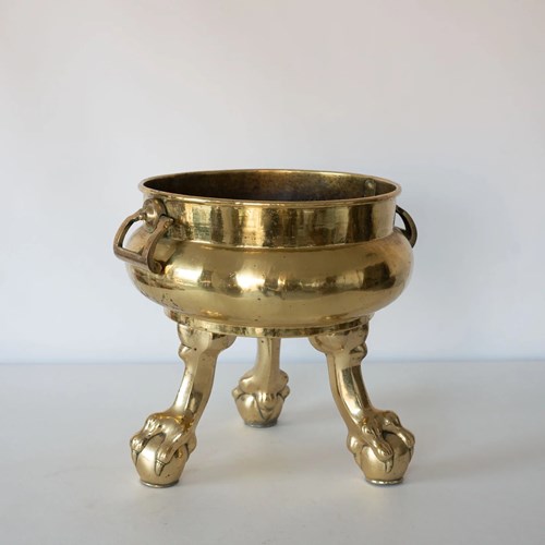 19Th Century Brass Log Bin With Claw Feet