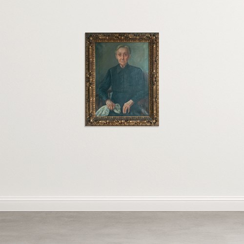 Portrait Of An Elderly Woman – Magnificent Hand-Carved Gilded Frame