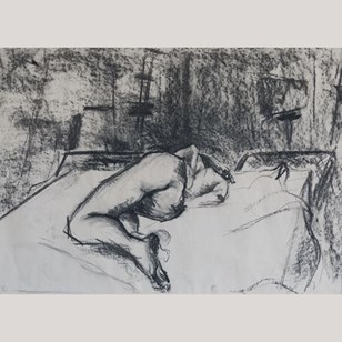 Reclining Nude Figure Charcoal Draw...