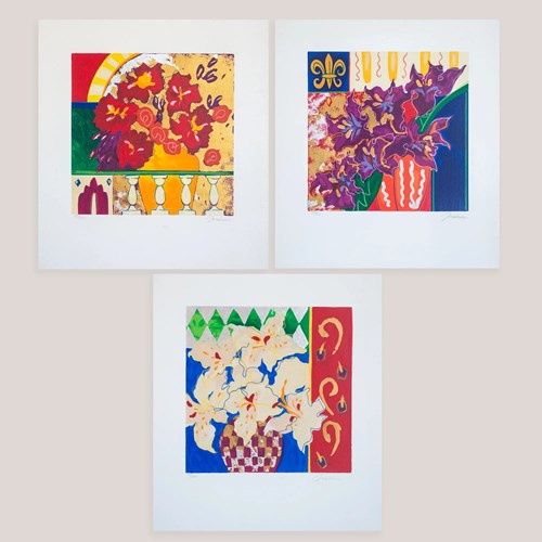 Floral Still Life Serigraphs (Set Of Three) By Liz Jardine