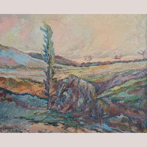 Expressionist Landscape – Oil On Canvas, Signed, Artist Unidentified