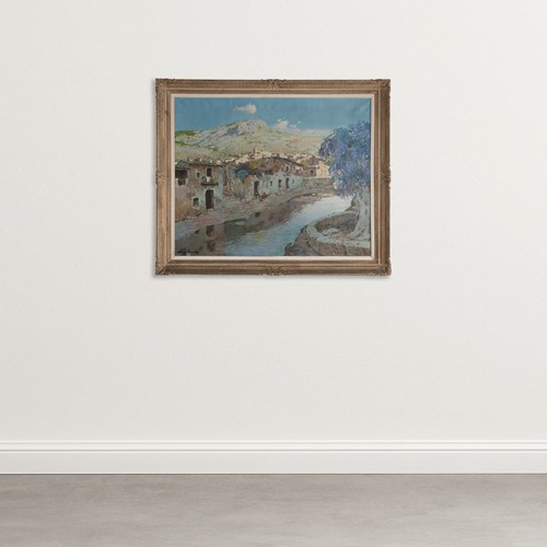 Mediterranean Riverside Village Landscape By Francisco Payà Sanchís