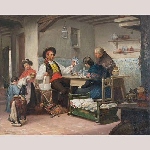 Travelling Toy Seller By Tomás García Sampedro (1860–1937) - Oil On Panel, 1899