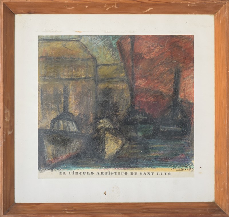 Expressive Harbour Scene - Lithograph-modern-decorative-611-51-boats---main-with-frame-main-637461397279668301.jpg