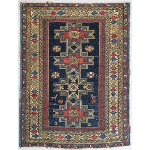 Handmade Blue Persian Rug With Bird...