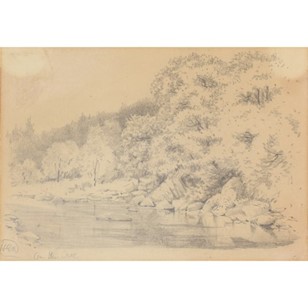 'On The Cree' Landscape Drawing Of ...