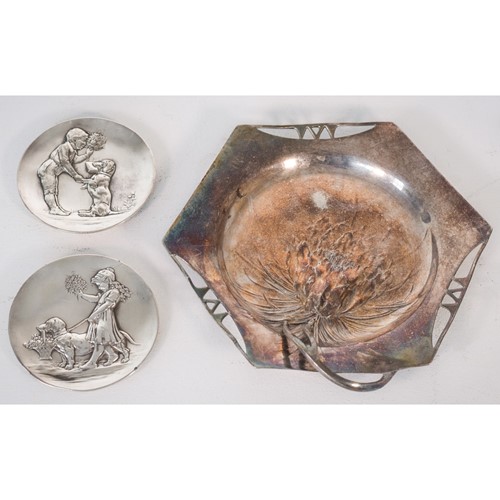 Two Art Nouveau Wmf Pewter Dishes