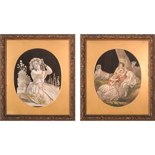 Pair Of Embossed Victorian Collages...