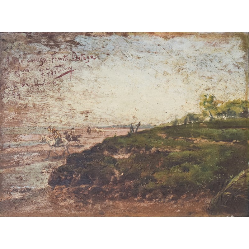 Argentinian Seascape With Horses. Signed Fortuny-modern-decorative-909-oil-fortuny-1-square-main-637944399966218560.jpg