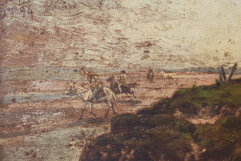 Argentinian Seascape With Horses. Signed Fortuny-modern-decorative-909-oil-fortuny-3-main-637944400295945311.jpg