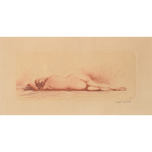 Jean Auguste Vyboud - Framed Nude Etching