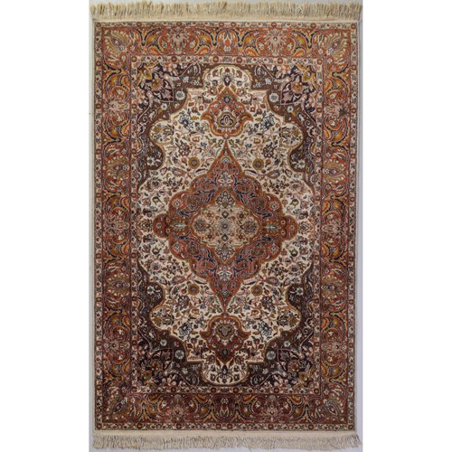Handwoven Medallion Rug with Flowers