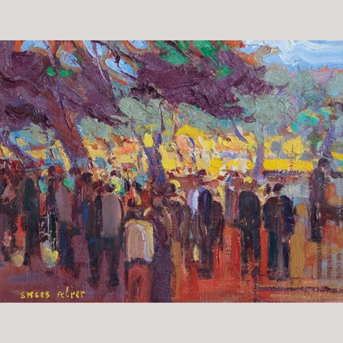 Mercado De Sineu – Original Oil Painting By Mateu Sitges Febrer