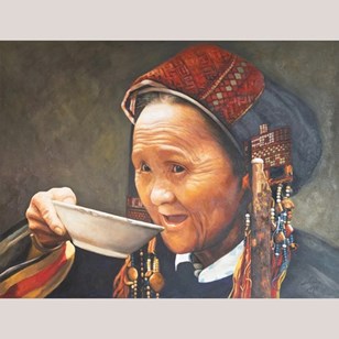 Portrait Of A Tribal Woman Drinking...