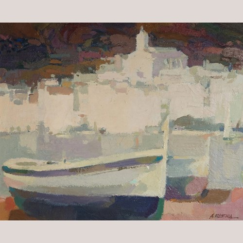 Cadaqués Harbor, Costa Brava – Original Impressionist Oil On Canvas