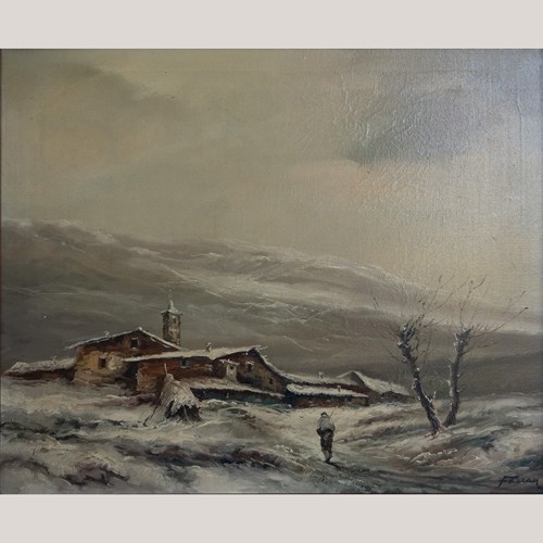 Snowy Village Landscape By Ferran