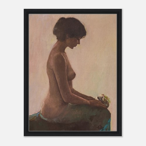 Female Nude Study With Bouquet Of Flowers