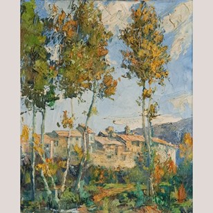 Village Landscape With Trees – Sign...