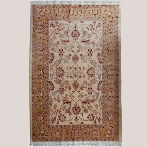 Vintage Afghan Chobi Ziegler Hand-Knotted Rug – Botanical Pattern