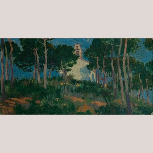 Chapel Among The Pine Trees – Colourist Oil On Canvas