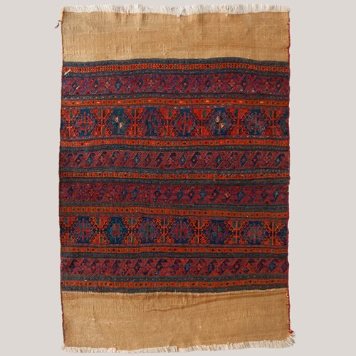 Vintage Ersari Turkmen Embroidered Flatweave Textile, 166 × 129 Cm