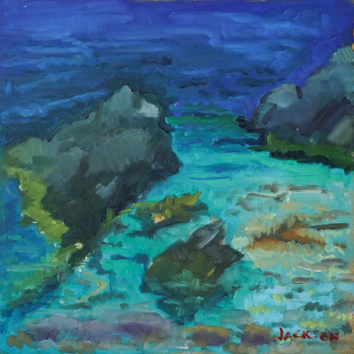 Tamariu Spain -  Oil Sketch Of A Rocky Bay