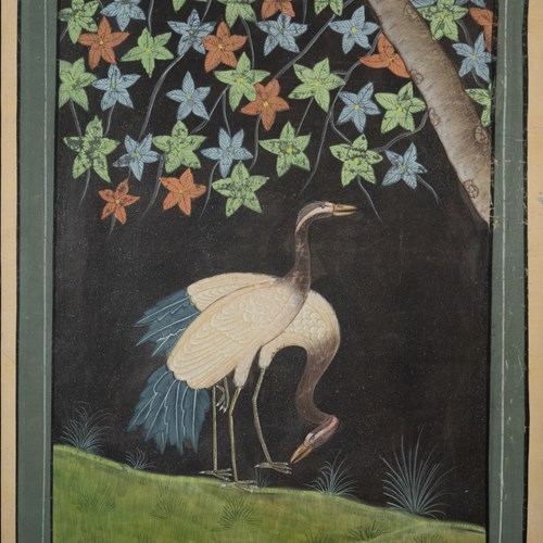 Persian Gouache Of Two Herons - 19Th Or 20Th Century