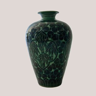 Green Bamboo Motif Vase – Signed As...