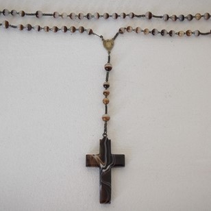 Rosary With Agate Cross And Beads