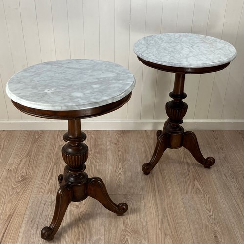 Pair Of Marble Top Occasional Tables