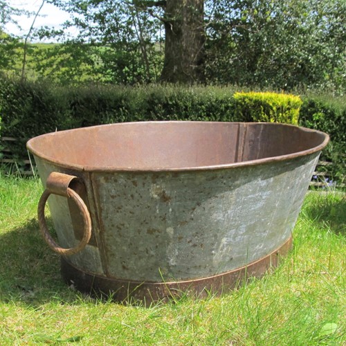 Galvanised metal planter