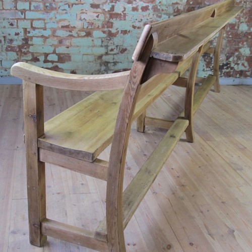 Near pair of pitch pine chapel benches