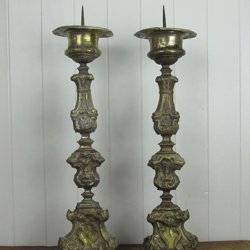 Pair Of 18Th Century Italian Pricket Candlesticks