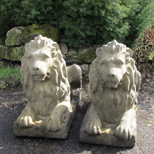 A Pair Of Composite Stone Lions