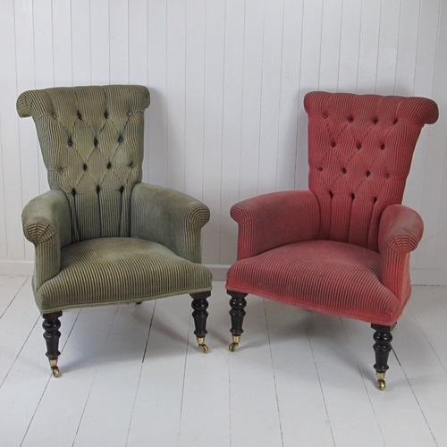 Pair Of Button Back Victorian Armchairs