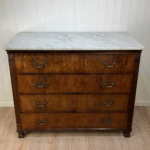 French Walnut Commode With Marble Top