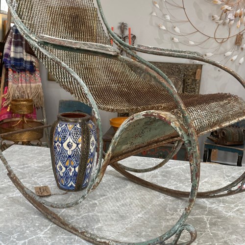 Rare French Chain Link Rocking Chair