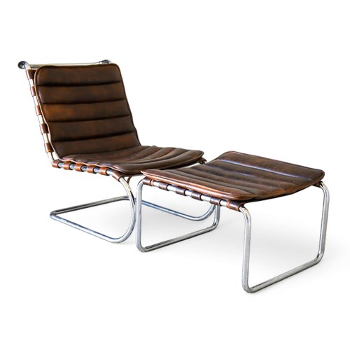 Iconic Bauhaus-Inspired Cantilever Chair And Matching Foortstool - 