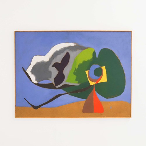 Large Abstract Painting By Roger Blundell (1937-2019)
