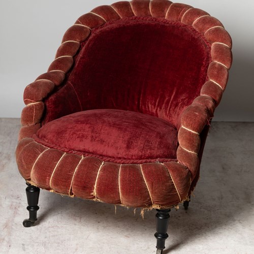 Antique French Pie Crust Chair, For Upholstery