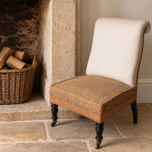 Napoleon III French Scroll Back Slipper Chair