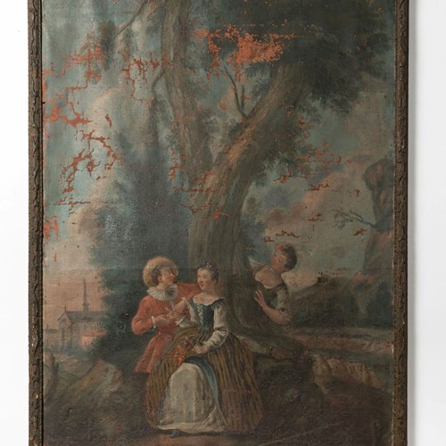 18Th Century French Painted Canvas