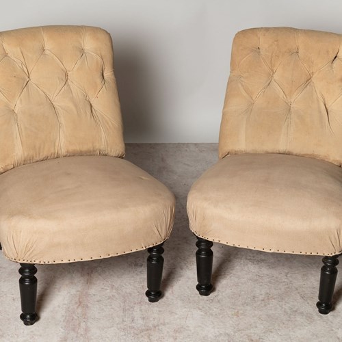 Antique French Pair Of Slipper Chairs
