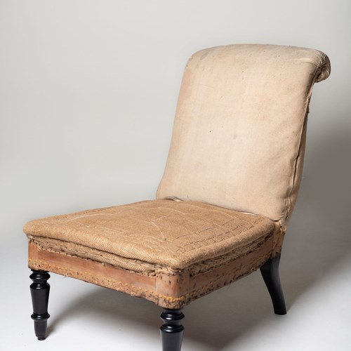 Antique French Scroll Back Slipper Chair