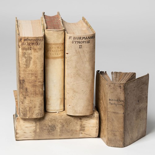 A Collection Of 5 Antique Vellum Books